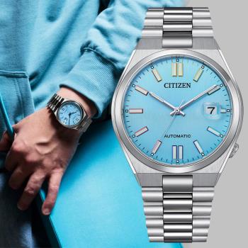 CITIZEN 星辰 七彩限定款青春撞色機械錶/晴空藍/40mm/NJ0151-53L