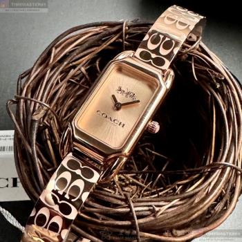 COACH 蔻馳女錶 18mm, 28mm 玫瑰金方形精鋼錶殼 玫瑰金色簡約, 中二針顯示錶面款 CH00240