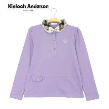 Kinloch Anderson 金安德森女裝 格領半開襟假兩件上衣 T恤(KA0873014紫/黑)