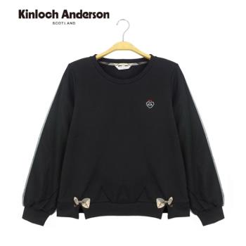 Kinloch Anderson 金安德森女裝 圓領前胸燙鑽印花下蝴蝶結長袖上衣T恤(KA0863022粉紅/黑)