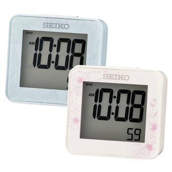 SEIKO 精工 花卉速寫防貪睡電子鬧鐘/QHL097 (2色可選)