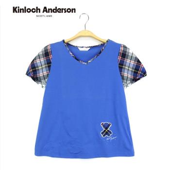 Kinloch Anderson 金安德森女裝 前刺繡配格紋上衣 KA0853031 白色 藍色