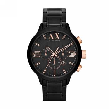 Armani Exchange 黑色旋風三眼計時運動腕錶-黑金-AX1350