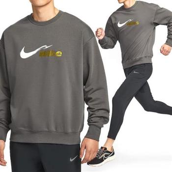 Nike Track Club FLC Crew 男款 棕灰色 運動 休閒 上衣 大學T 長袖 HV4880-299
