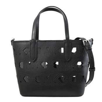 MICHAEL KORS ELIZA 經典MK車線穿孔造型手提兩用托特包.黑
