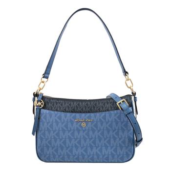 MICHAEL KORS Jet Set Charm 撞色印花皮革兩用包.藍/白邊