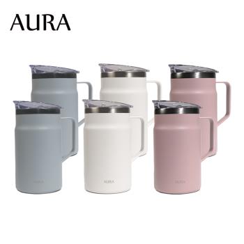 超值二入組【AURA 艾樂】不鏽鋼把手保溫杯600ml