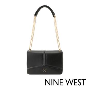NINE WEST  ERINA 幾何縫衍鍊帶斜背包-黑色(147021)