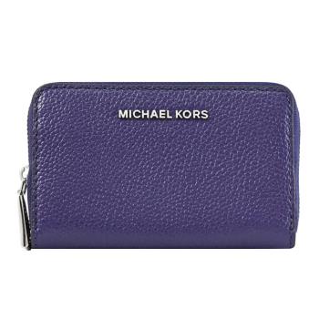 MICHAEL KORS JET SET 荔枝皮革ㄇ字拉鍊卡片零錢包.深紫