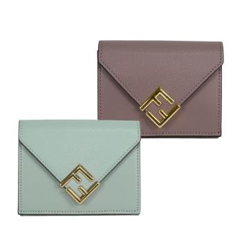 FENDI FF Diamonds 小牛皮雙釦三折短夾(任選) 8M0480 ALV4