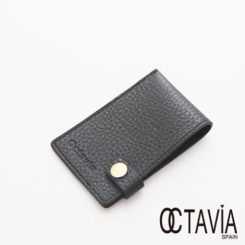 Octavia 8 真皮 - JUST SIMPLE 扁式原皮壓扣名片夾 - 我的黑