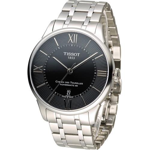 天梭 TISSOT 杜魯爾系列80小時紳士機械腕錶 T0994071105800 黑