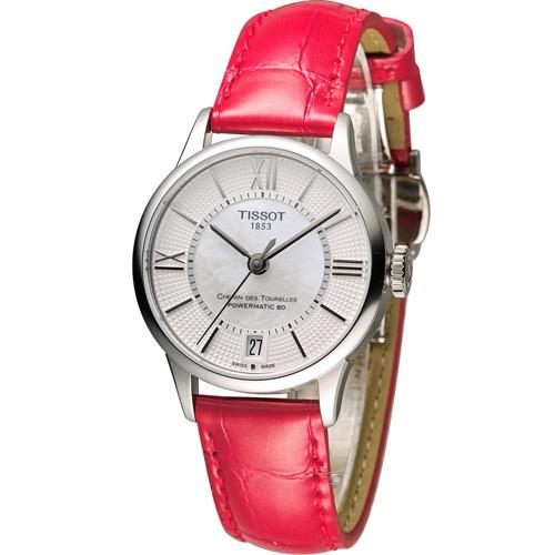天梭 TISSOT 杜魯爾系列80小時優雅機械腕錶 T0992071611800 白x紅