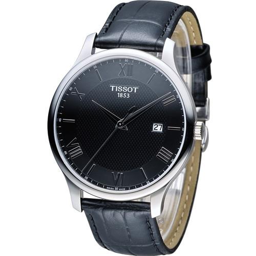 天梭 TISSOT Tradition系列 懷舊古典時尚腕錶 T0636101605800 黑