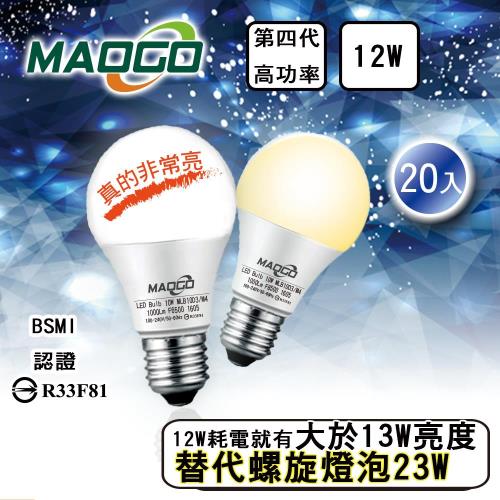 [MAOGO] 第四代 12w LED 燈泡 - 20入組