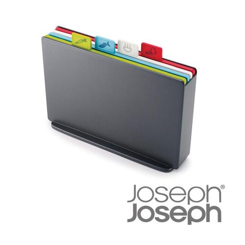 《Joseph Joseph英國創意餐廚》 檔案夾止滑砧板組-雙面附凹槽(小灰)