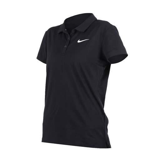 【NIKE】女子短袖針織衫-網球 高爾夫球 POLO衫 黑白