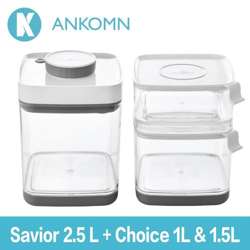 【特惠組】Ankomn Savior 真空保鮮盒2.5L 搭配 Ankomn Choice 保鮮收納盒 1.5L + 1.0L 
