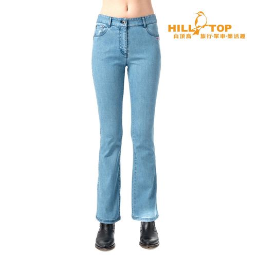 【hilltop山頂鳥】女款吸濕排汗彈性牛仔褲S07FE5淺藍
