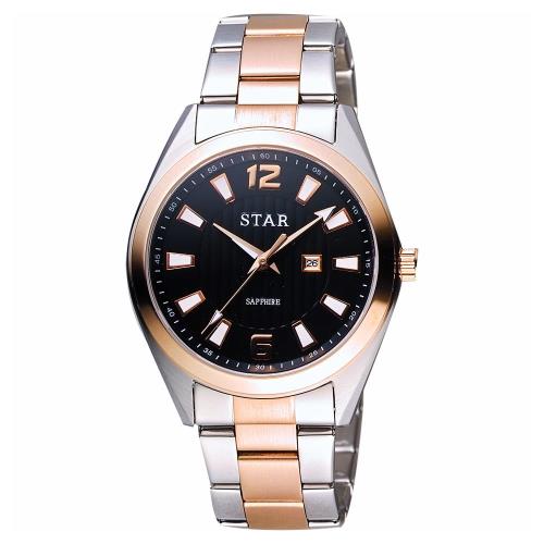 STAR 時代 城市摩登石英腕錶 黑x雙色版 39mm 9T1602-231RG-D