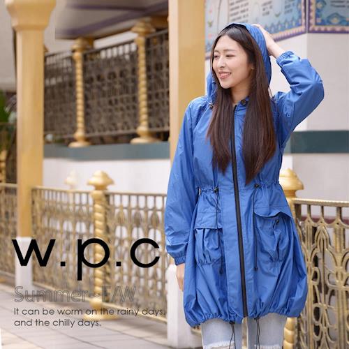 w.p.c個性軍裝款 時尚雨衣/風衣(R1040)-寶藍