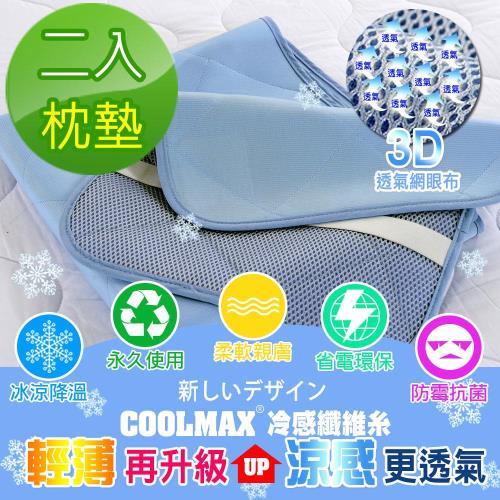 Betrise日本夯熱銷3D可機洗輕薄型涼感紗凝膠墊 超值2枕墊