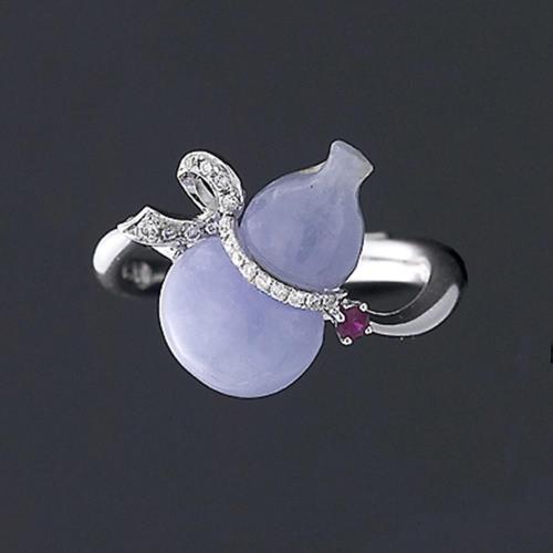 Artsda 紫羅蘭翡翠福氣鑽戒（天然A貨翡翠，18K金台，設計款#P01）