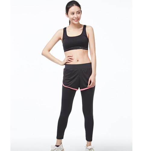 MIT台灣製 假兩件 九分褲瑜伽韻律健身路跑步褲 (2入)