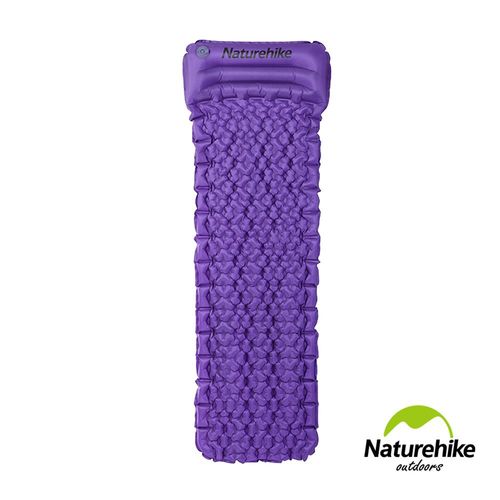 Naturehike 輕量TPU單人蛋巢帶枕手動充氣睡墊 紫色