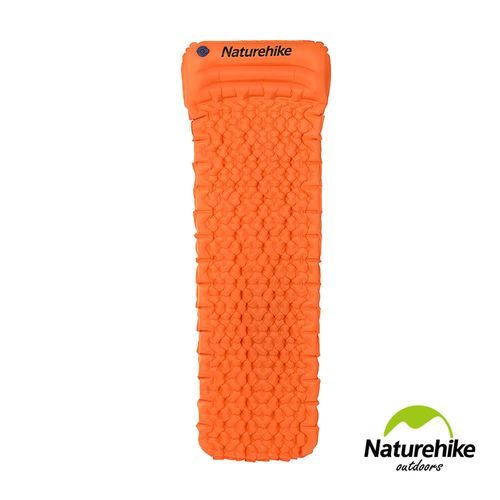 Naturehike 輕量TPU單人蛋巢帶枕手動充氣睡墊 橙色