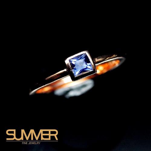 【SUMMER寶石】設計款彩色藍寶戒指(925銀玫瑰金 A21)