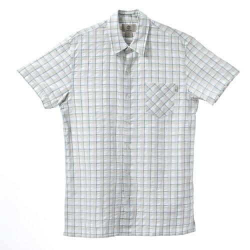 Timberland 男女款風鈴白正方格紋休閒短袖襯衫