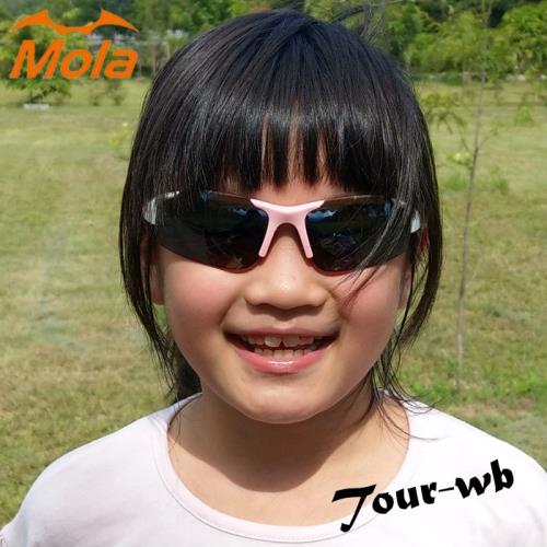 MOLA摩拉女兒童運動太陽眼鏡 8-12歲 白色 粉紅 頂級防護鏡片 UV400 跑步/自行車/棒球 Tour-wb