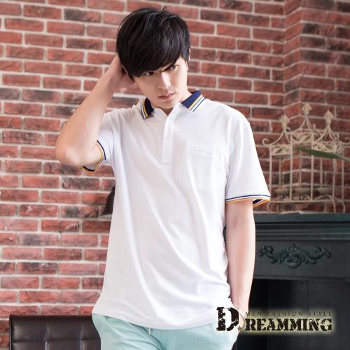 【Dreamming】百搭極簡素面口袋棉質短POLO衫(共四色)