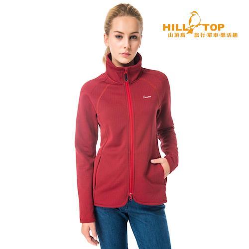 【hilltop山頂鳥】女款吸濕ZISOFIT保暖刷毛外套H22FT2紅/黑
