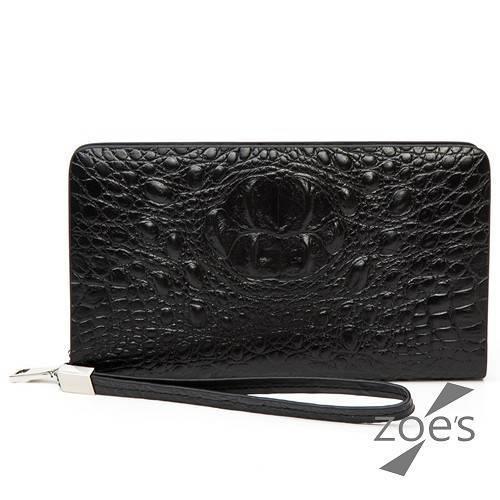 【Zoes】頂級牛皮 鱷魚紋 手機皮夾 手拿包