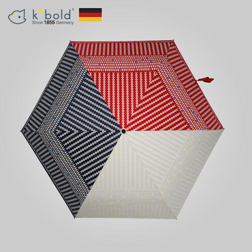 德國kobold酷波德 抗UV潮F撞色系列超輕巧遮陽防曬花紋傘三折傘-紅色