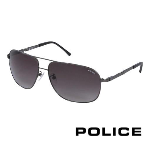 POLICE 都會時尚飛行員太陽眼鏡 (銀黑色) POS8747E0584