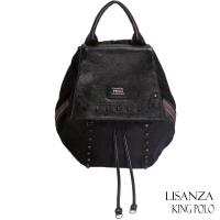 【Lisanza King Polo】韓版首爾樂活水桶鉚釘後背包