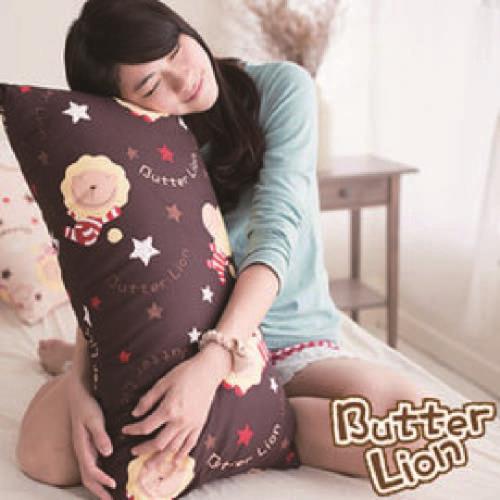【奶油獅】正版授權 台灣製造-搖滾星星可拆洗長型抱枕-咖啡(一入)