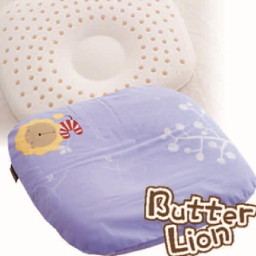 【奶油獅】馬來西亞天然乳膠新生嬰兒模塑造形圓枕(幻紫)~適合0~6個月新生必購