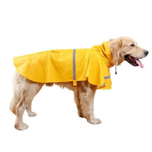 摩達客寵物系列 寵物大狗透氣防水雨衣(黃色/反光條)