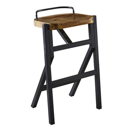 【AT HOME】工業風設計方形實木椅墊吧台椅(44*35*76cm)漢森