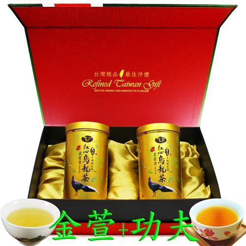 【鑫龍源有機茶園】有機金萱+功夫高山茶葉禮盒2罐組(100g/罐)附提袋