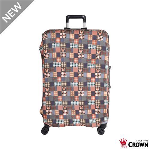 CROWN 皇冠 迪士尼防刮傷防盜行李箱保護套-復古棕米奇(大) 25吋~29吋行李箱可用