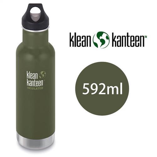 美國Klean Kanteen 窄口不鏽鋼保溫瓶 592ml 松葉綠