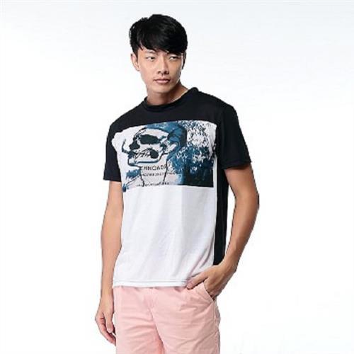  Jimmy Wang男生拼接美式搖滾骷髏短袖T恤