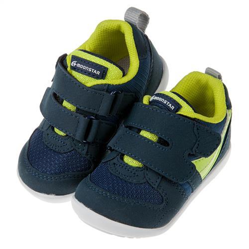 《布布童鞋》Moonstar日本深藍色寶寶透氣機能學步鞋(12.5~16公分)I8H7S5B