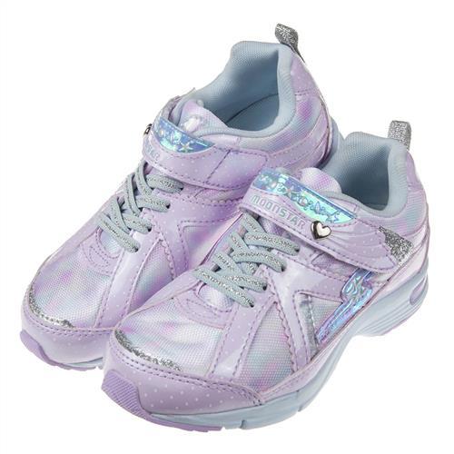 《布布童鞋》Moonstar日本銀光紫柔愛心輕量兒童機能運動鞋(19~23公分)I8C057F