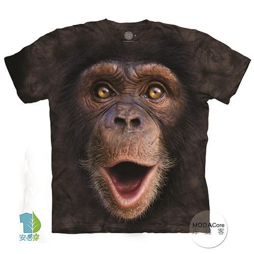  摩達客 (預購)(男童/女童裝)美國進口The Mountain 開心黑猩猩臉 純棉環保藝術中性短袖T恤